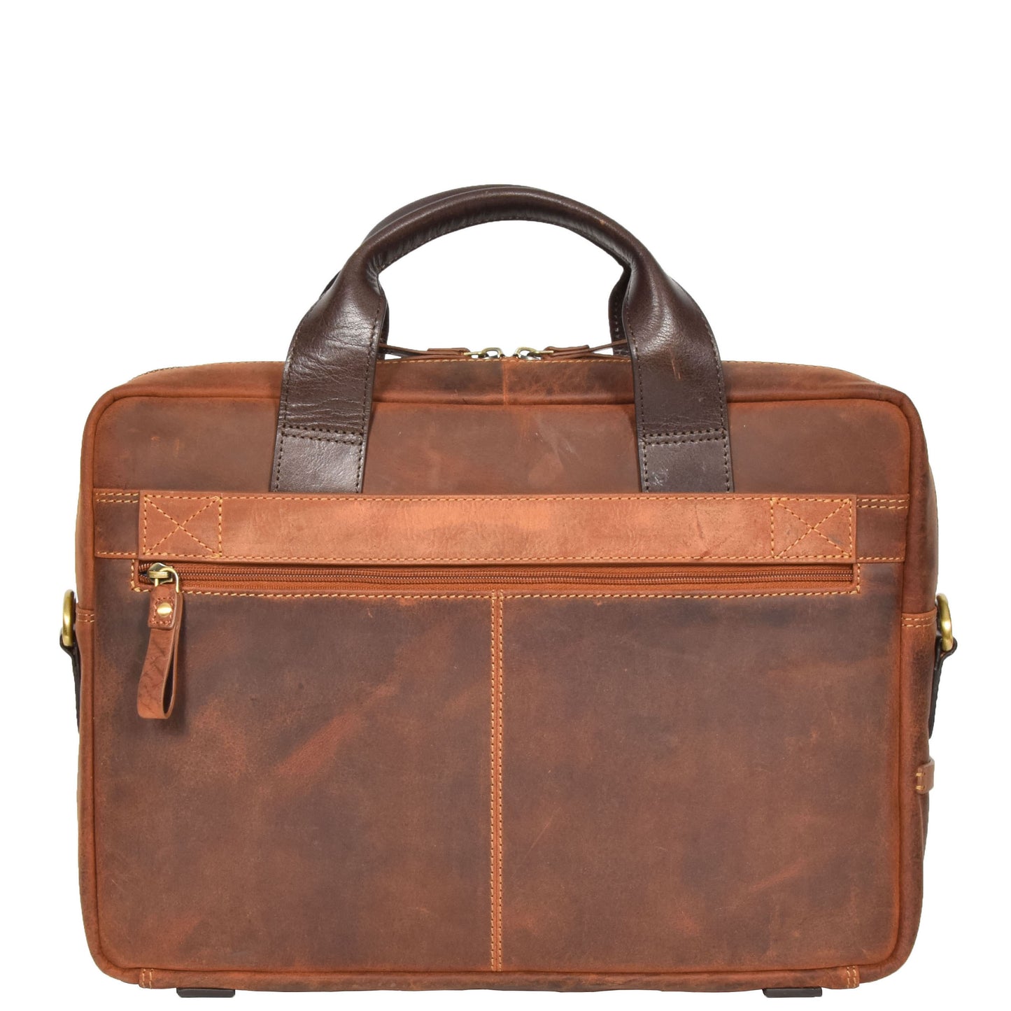 leather briefcase with twin grab handles