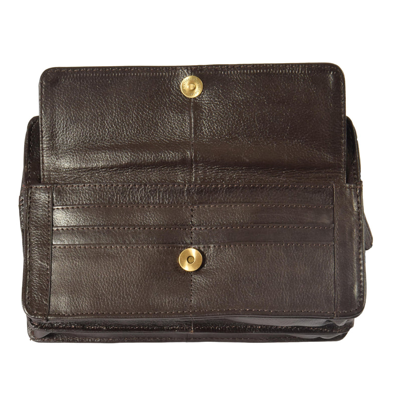 real leather money bag in brown