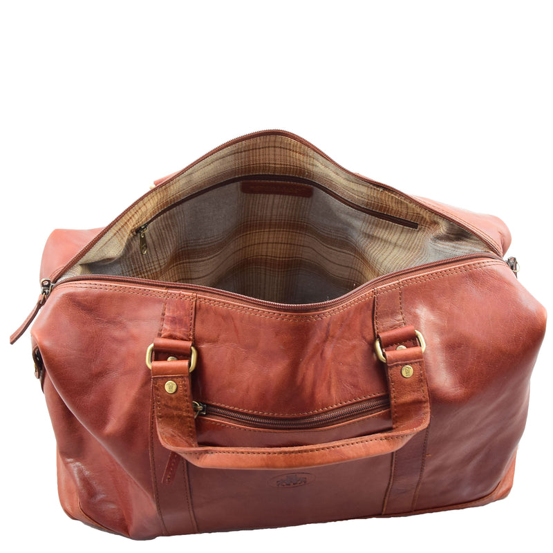 Real Leather Travel Holdall Large Duffle Bag Texas Tan 7