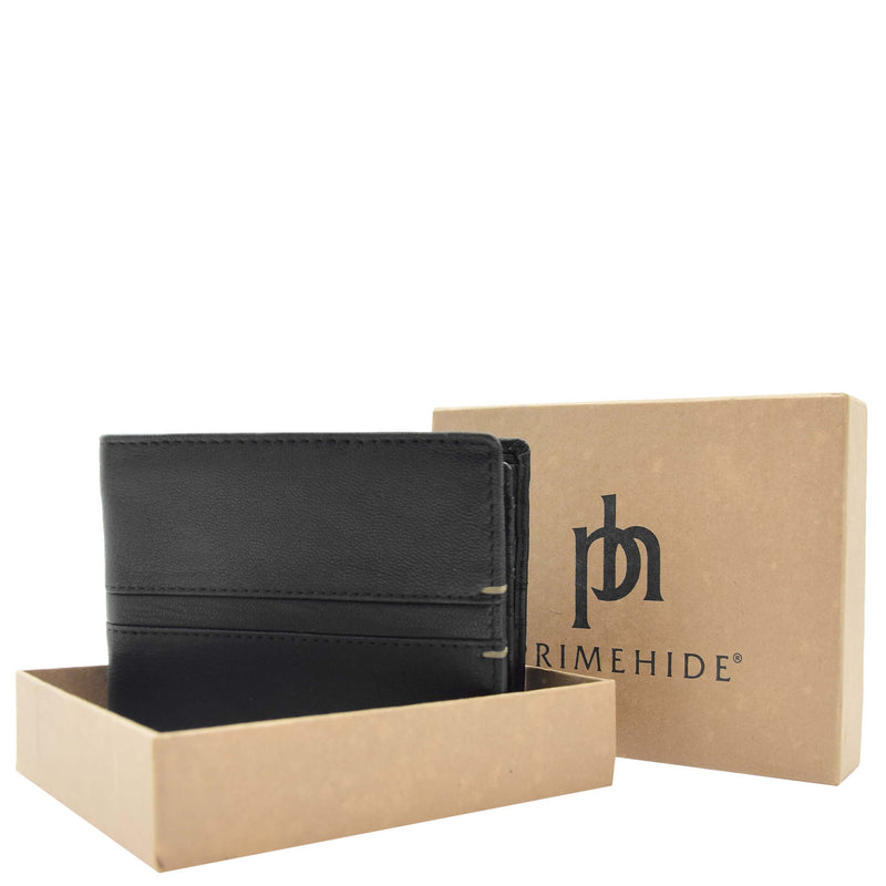 Mens Real Leather Bifold Wallet HOL801 Black 7