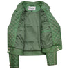 Womens Leather Biker Jacket with Quilt Detail Ziva Green 5