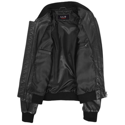 Mens Leather MA-1 Bomber Jacket Ryan Black 5