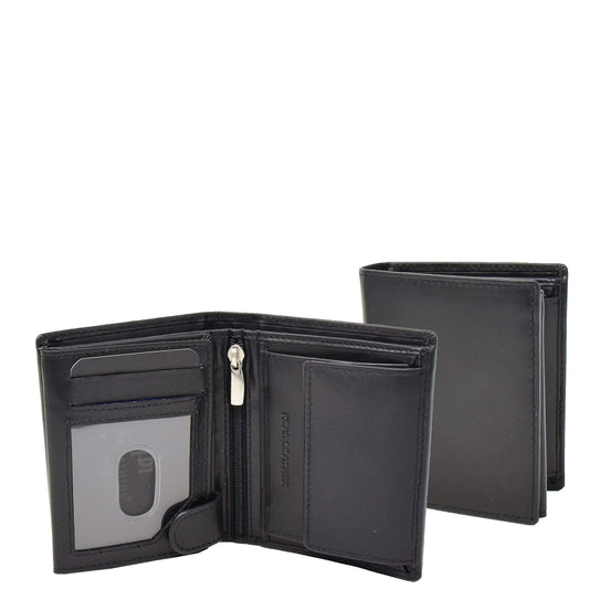 Mens Soft Leather Small Bifold Wallet Brisbane Black