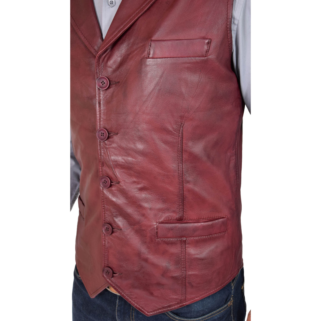 two tone nappa leather button fastening gilet