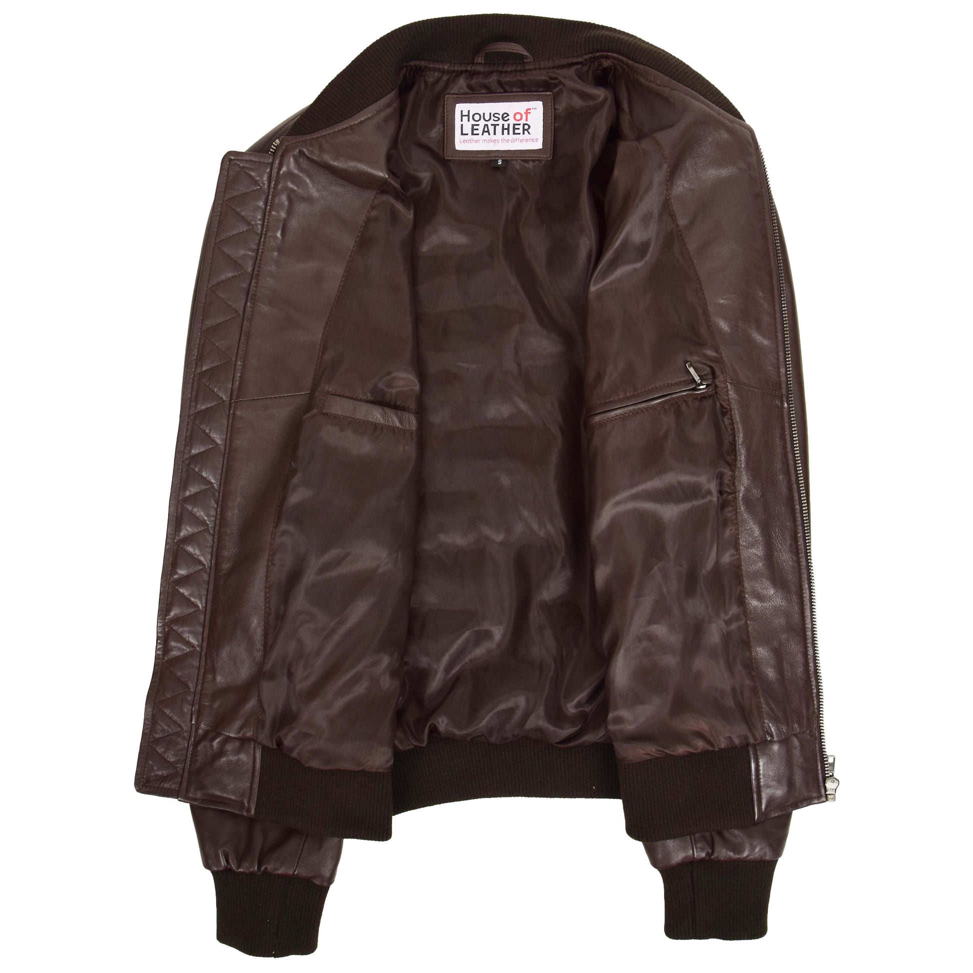 Mens Leather MA-1 Bomber Jacket Ryan Brown 5