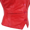 Womens Leather Classic Buttoned Waistcoat Rita Red 6