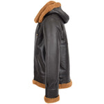 Men's B3 Sheepskin Jacket Detachable Hoodie Ruben Brown Ginger 4