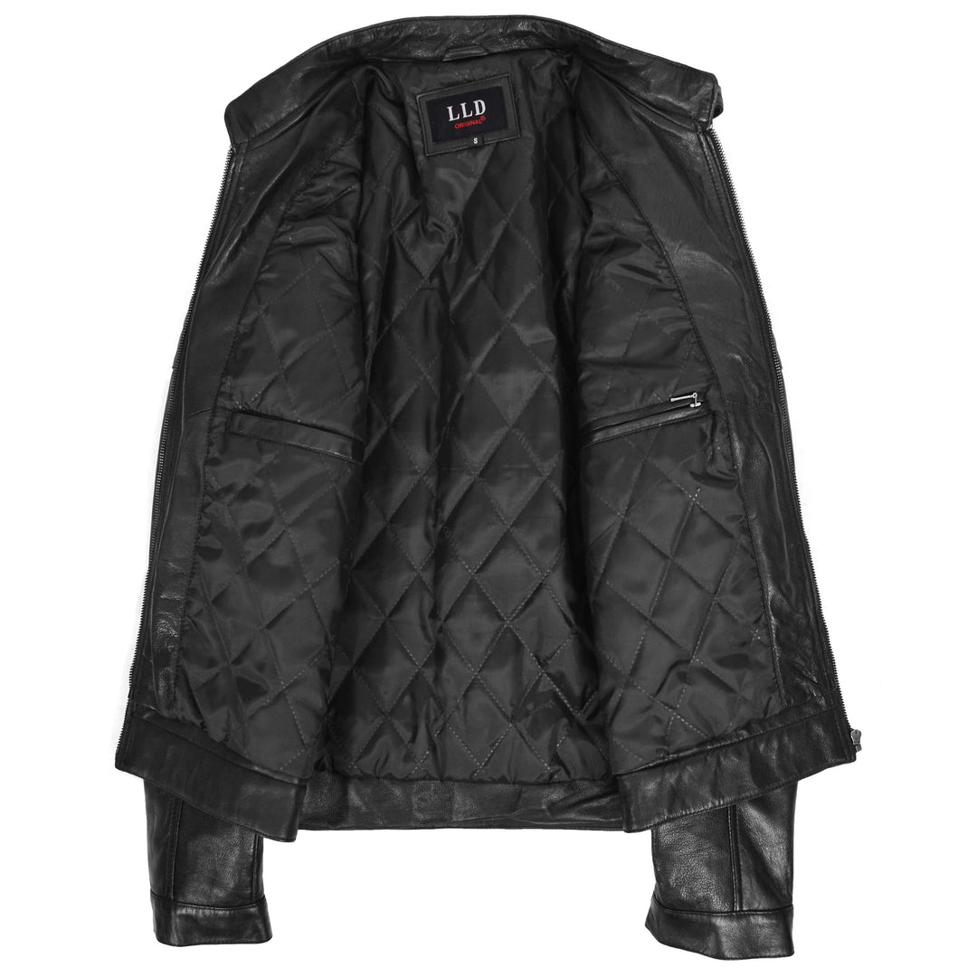 Ron Cafe Racer Casual Cafe Racer Leather Jacket Ron Black | House of Leather