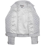 Womens Leather Biker Jacket with Quilt Detail Ziva Vintage White 5