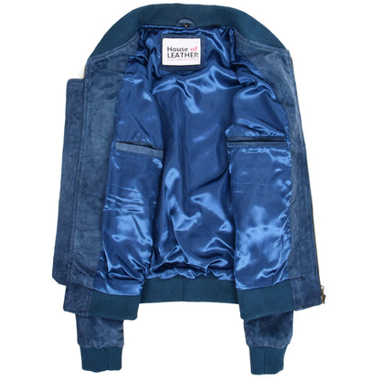 Mens Suede MA-1 Bomber Jacket Trevor Blue 5