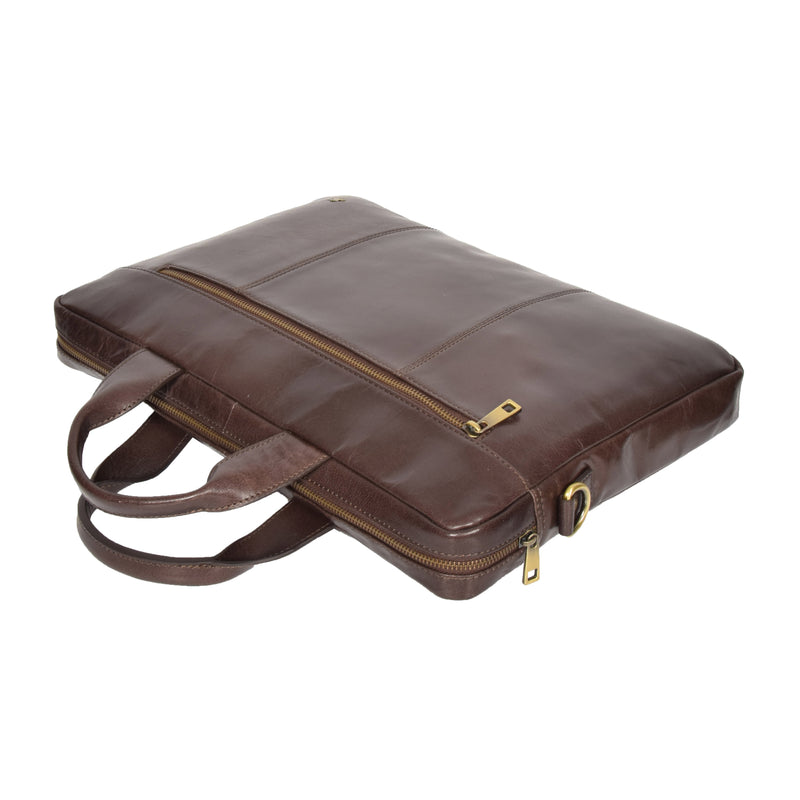 slim lightweight leather briefcase