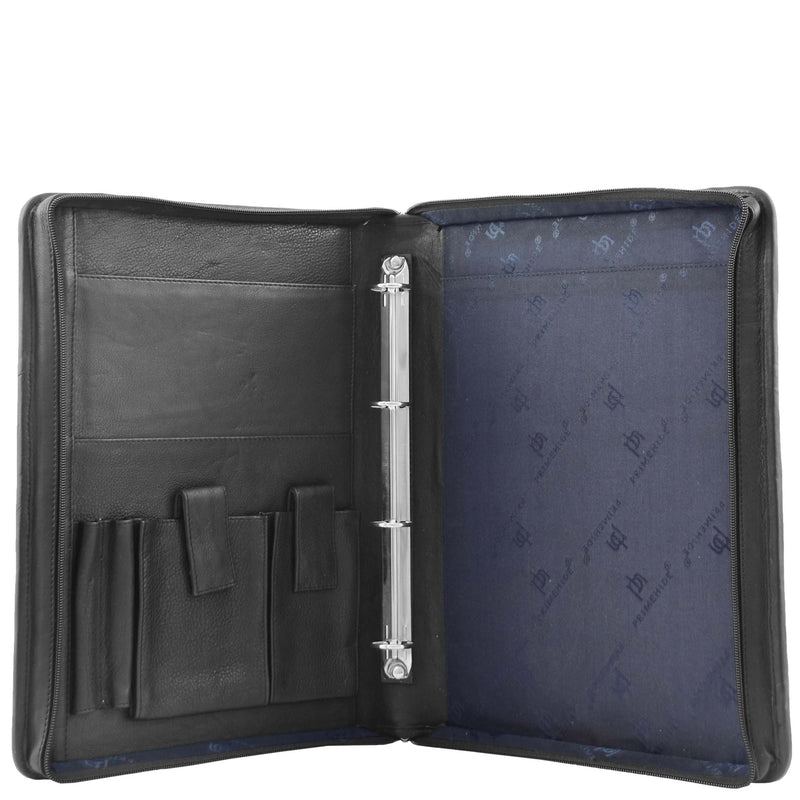 Real Leather Portfolio Case with Carry Handle HL49 Black 4