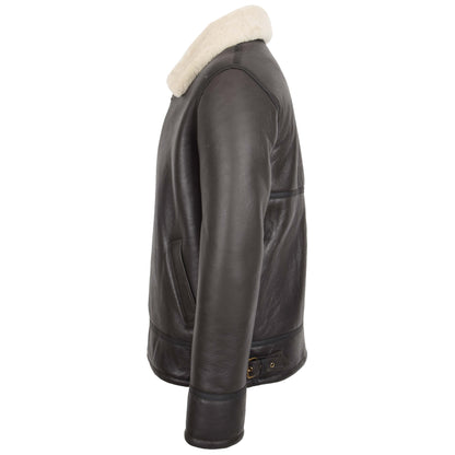 Mens Top Gun Style Sheepskin Jacket Oscar Brown White 4