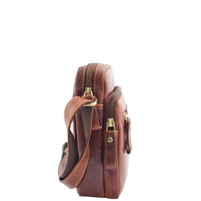 Mens Leather Cross Body Flight Bag Dolton Brown 3