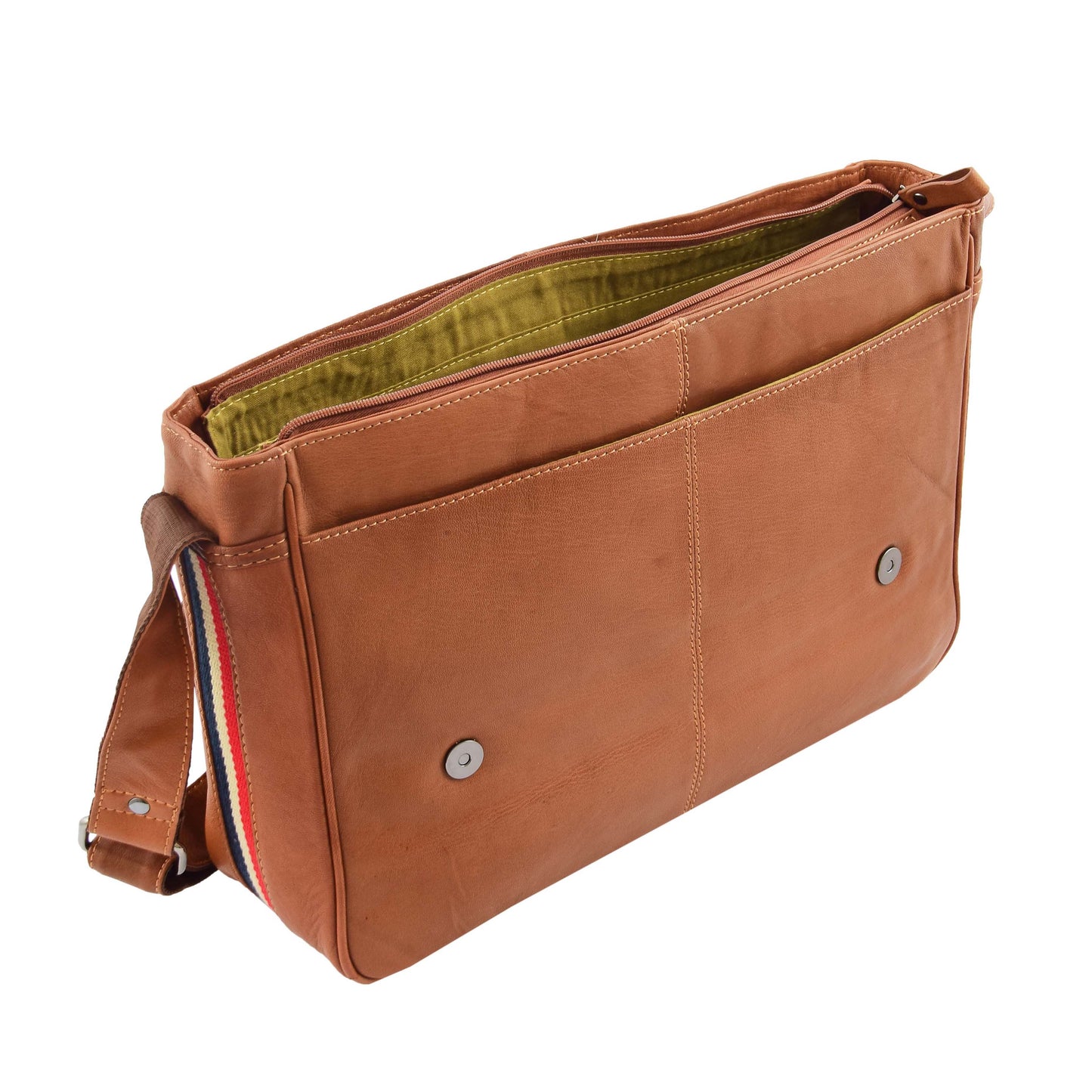 Mens Leather Flap Over Messenger Bag Cheriton Tan 5