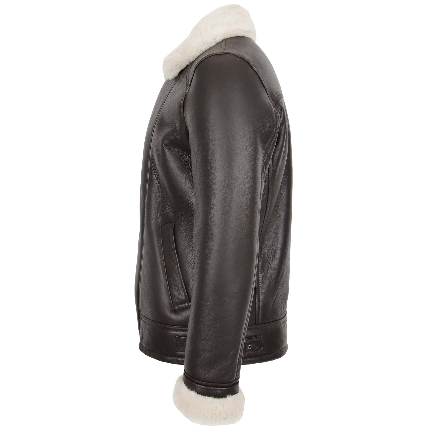 Mens Aviator Sheepskin Pilot Jacket Blen Brown White 4