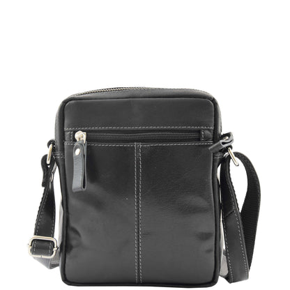 Mens Leather Cross Body Flight Bag Belgrade Black 1