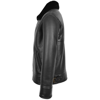 Mens Top Gun Style Sheepskin Jacket Oscar Black 4