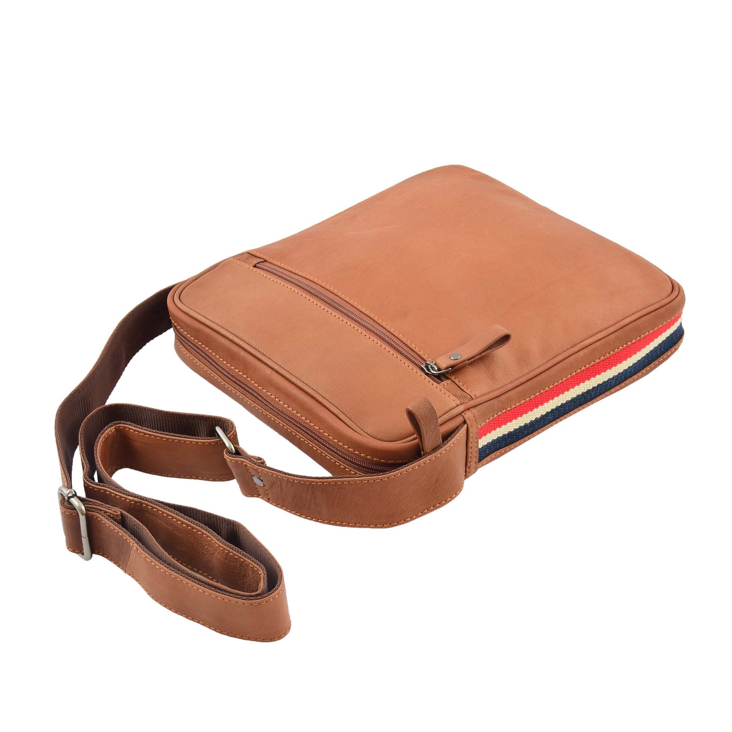 Mens Leather Cross Body Travel Flight Bag Aller Tan 4