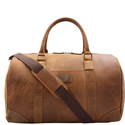 Genuine Leather Holdall Weekend Multi Use Duffle Bag ADEL Tan