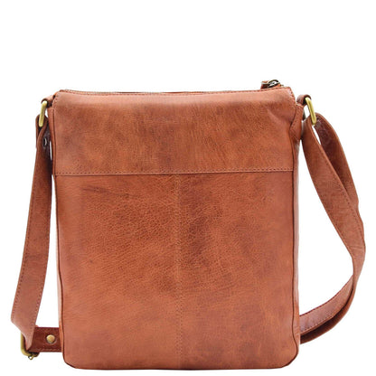 Womens Leather Cross Body Messenger Bag HOL360 Brandy 1