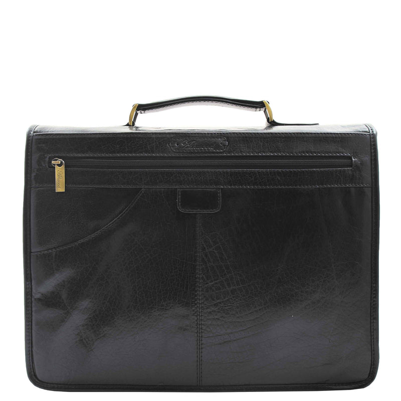 Mens Leather Briefcase Cross Body Bag Buckerell Black 1