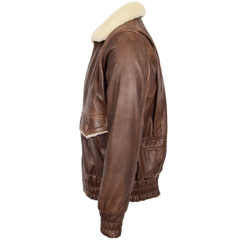 Mens Leather Bomber Jacket G-1 Aviator Style Cooper Brown 4