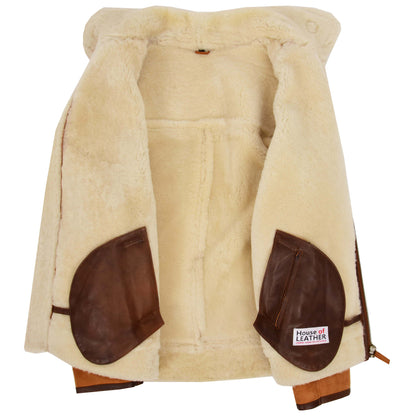 Mens Classic Top Gun Sheepskin B3 Jacket Dean Tan White 5