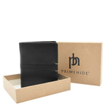 Mens Real Leather Small Bifold Wallet HOL800 Black 7
