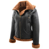 Womens Sheepskin B3 Detachable Hoodie Jacket Naomi Brown Ginger 4
