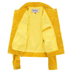 Womens Soft Suede Trucker Style Jacket Alma Yellow 6
