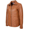 Womens Classic Zip Fastening Leather Jacket Julia Tan 3