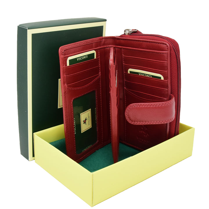 Womens Leather Booklet Style Purse Dublin Red 6