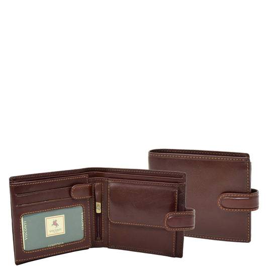 Mens Buckle Closure Leather Wallet Hamburg Brown