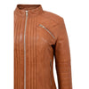 Womens Leather Classic Biker Style Jacket Alice Tan 6