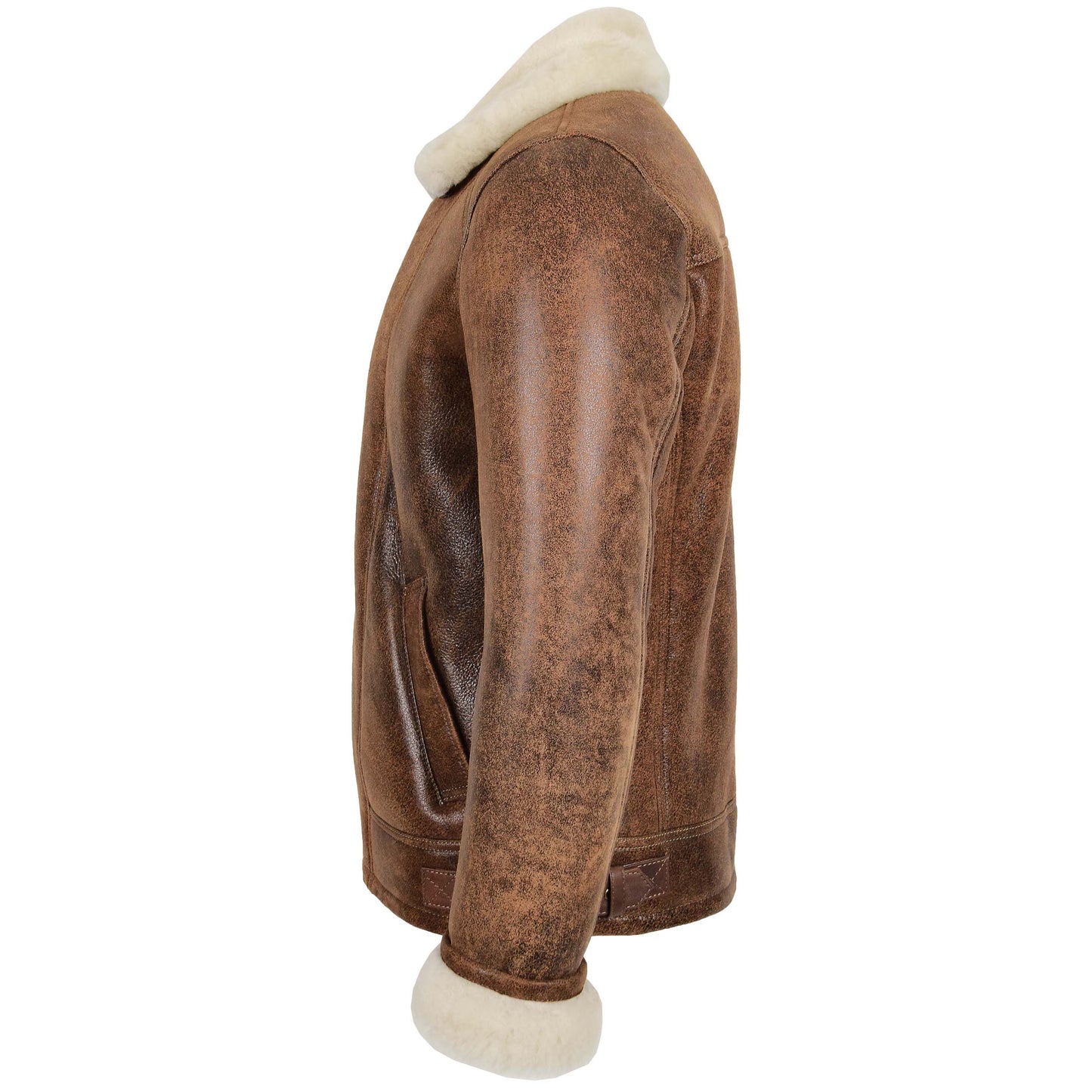 Mens Aviator Sheepskin Pilot Jacket Blen Vintage Brown 4