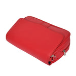 red soft leather organiser case