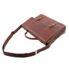 Mens Leather Cross Body Flap Over Briefcase Marland Brown 4