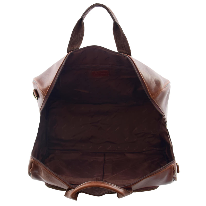 Genuine Leather Travel Holdall Overnight Bag HL015 Brown 5