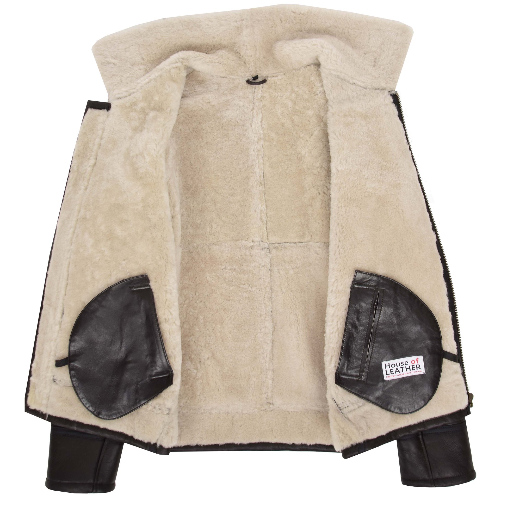 Mens Top Gun Style Sheepskin Jacket Oscar Brown White 5