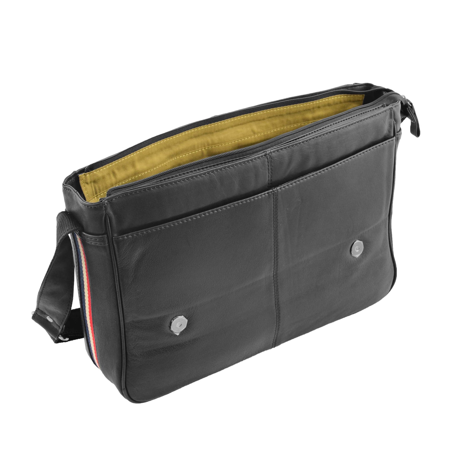 Mens Leather Flap Over Messenger Bag Cheriton Black 5