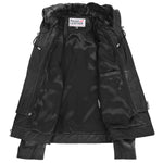 Womens Leather Detachable Hooded Coat Brooke Black 6