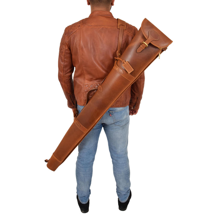 Leather Gun Slip with Shoulder Strap Carlisle Tan 8