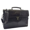Mens Leather Slimline Briefcase Business Bag Lama Black 5