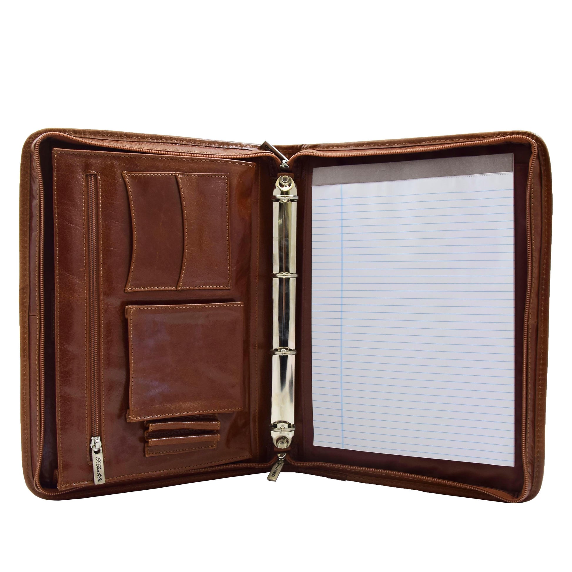 Real Leather Portfolio Ring Binder Case Muker Cognac 2