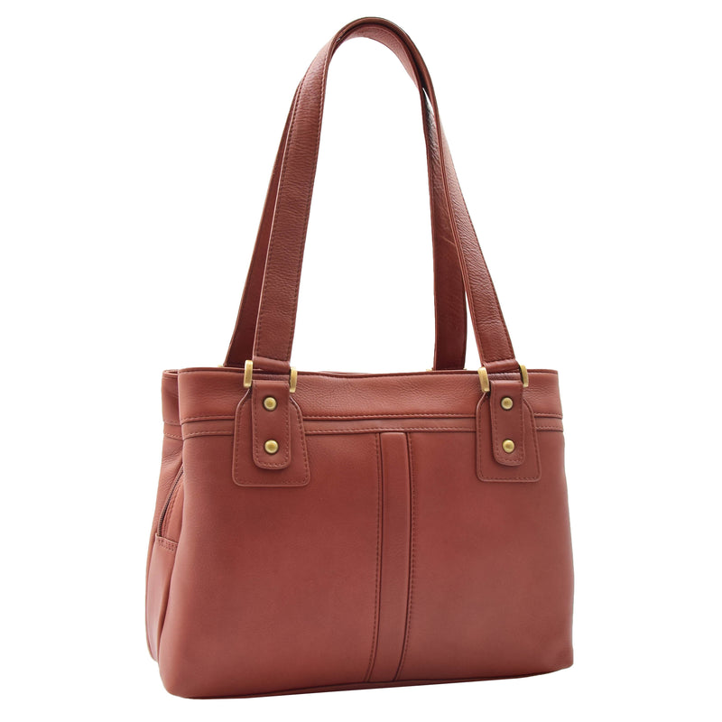 Womens Leather Mid Size Shopper Handbag Bellevue Brown 4