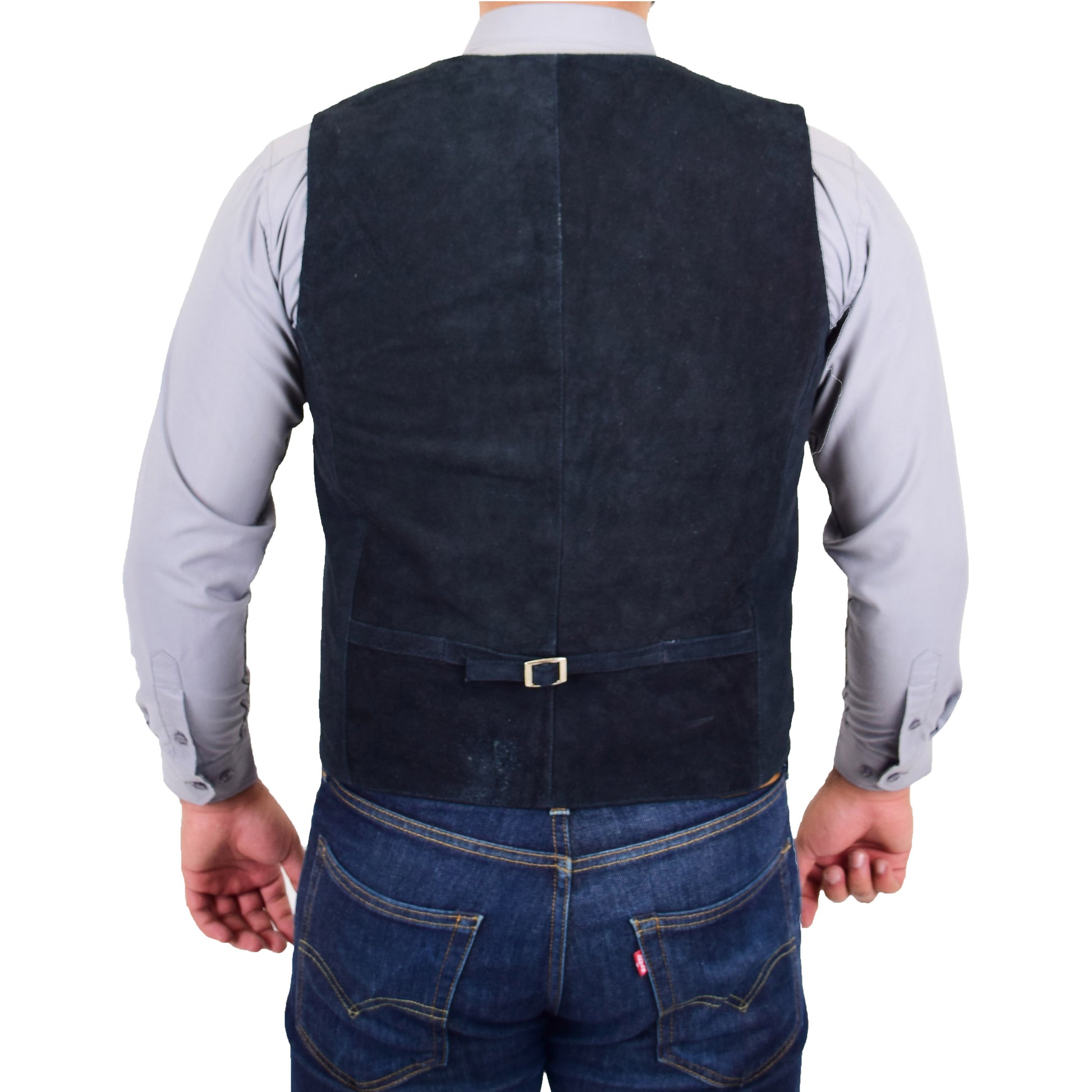 Mens Suede Button Fastening Waistcoat Don Navy 1