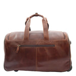 Real Leather Wheeled Holdall Duffle Bag Combrew Brown Back