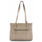 Womens Real Leather Twin Handle Shoulder Bag Harper Taupe 1