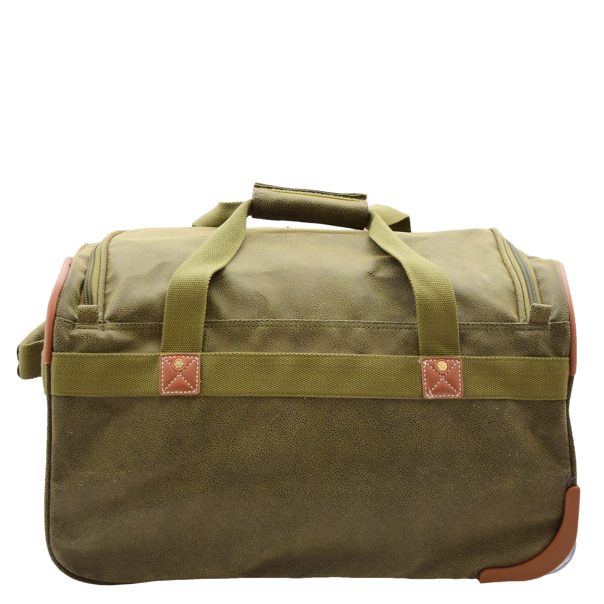 Faux Leather Mid Size Wheeled Holdall H052 Green